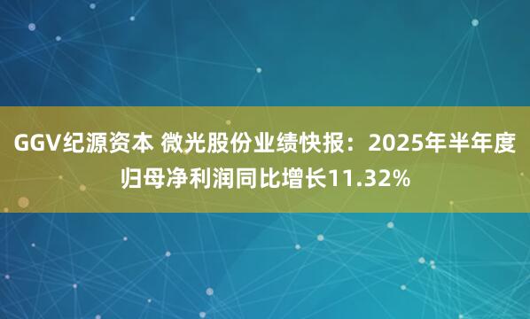 GGV纪源资本 微光股份业绩快报：2025年半年度归母净利润同比增长11.32%