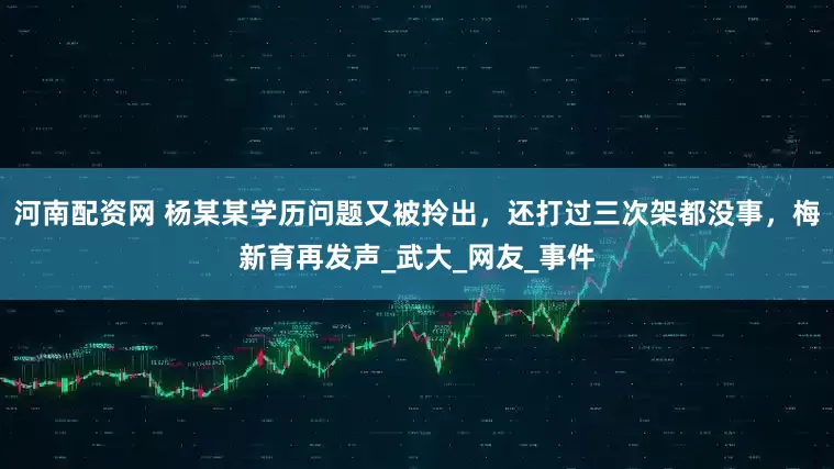 河南配资网 杨某某学历问题又被拎出，还打过三次架都没事，梅新育再发声_武大_网友_事件